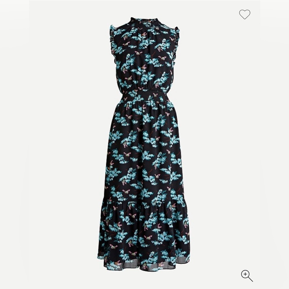 J. Crew Smock-waist Midi Dress in botanical bees print